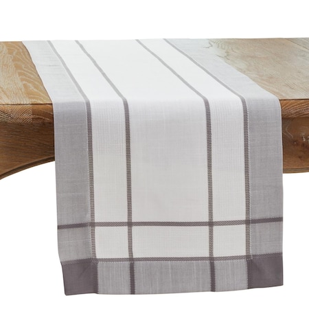 Saro 16 x 54 in. Banded Border Oblong Table Runner, Gray 351.GY1654B